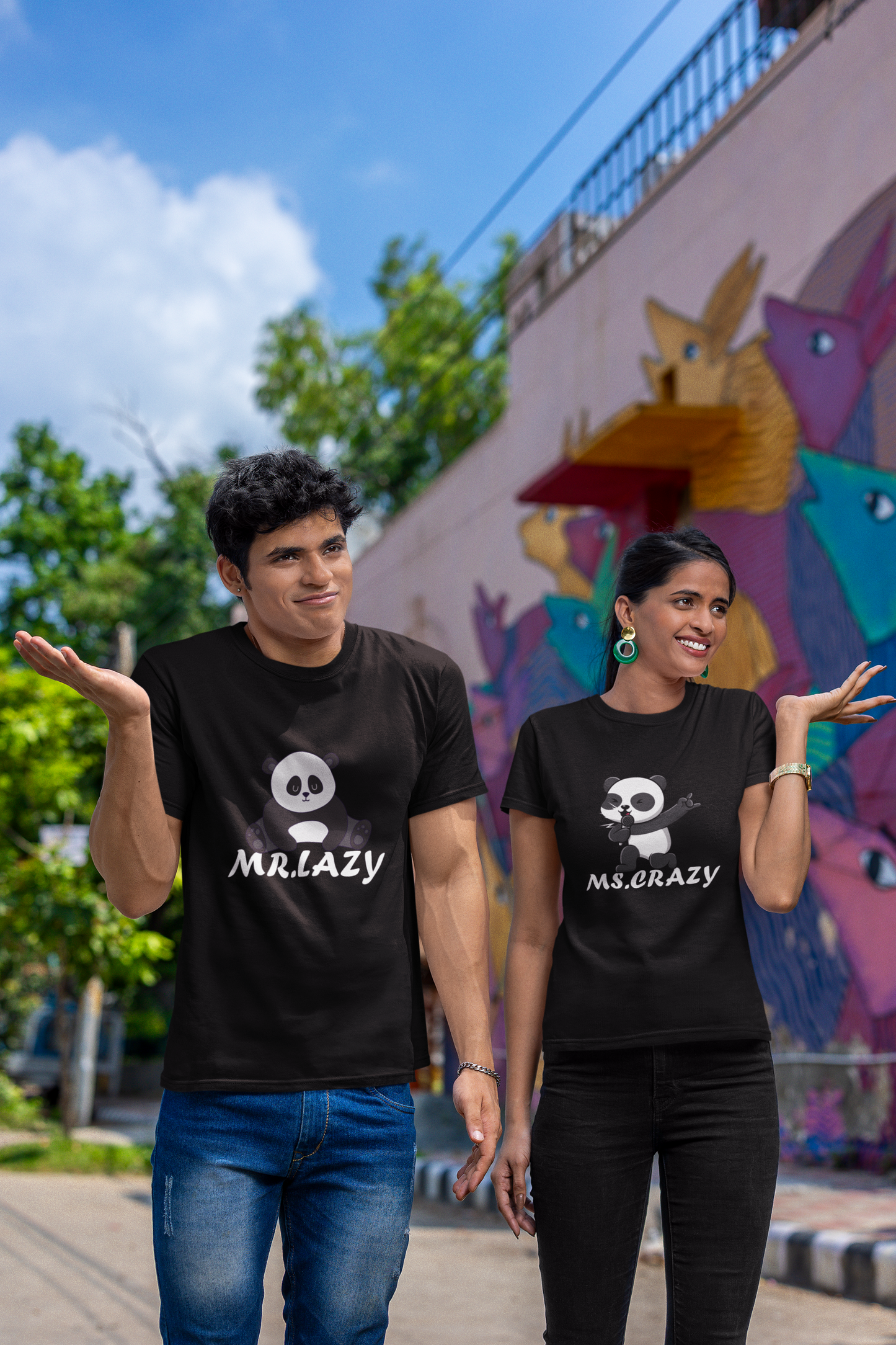 Mr.Lazy and Ms.Crazy Couple T-shirts