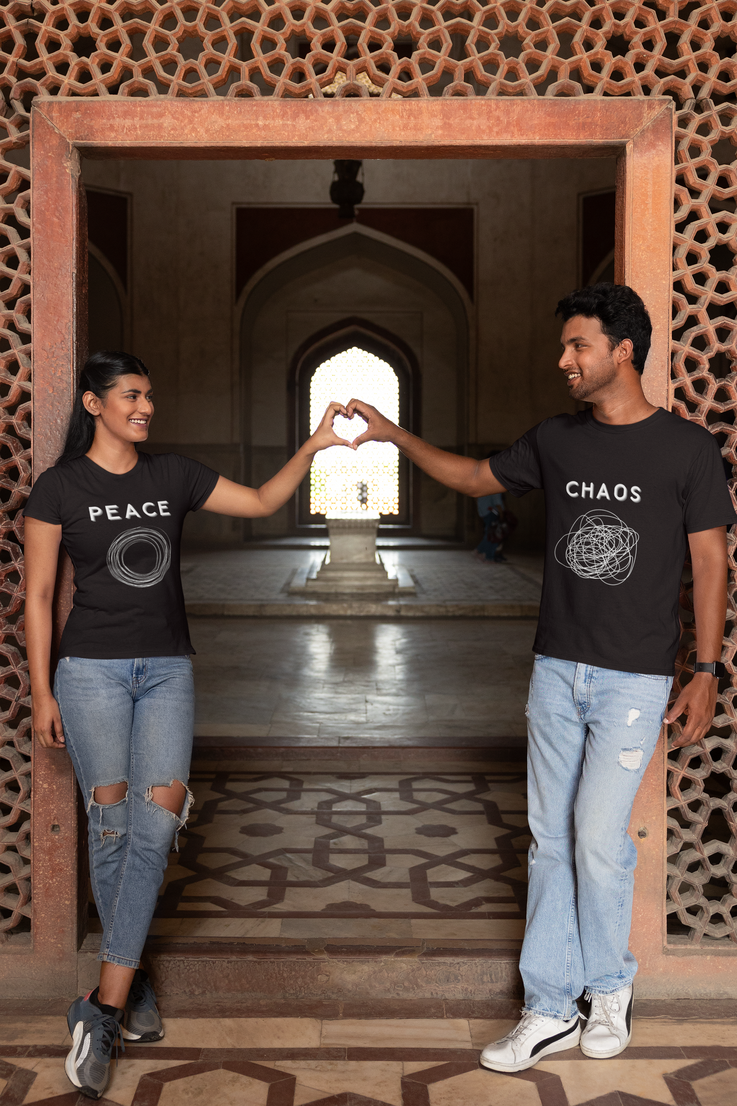 Chaos and Peace Couple T-Shirts