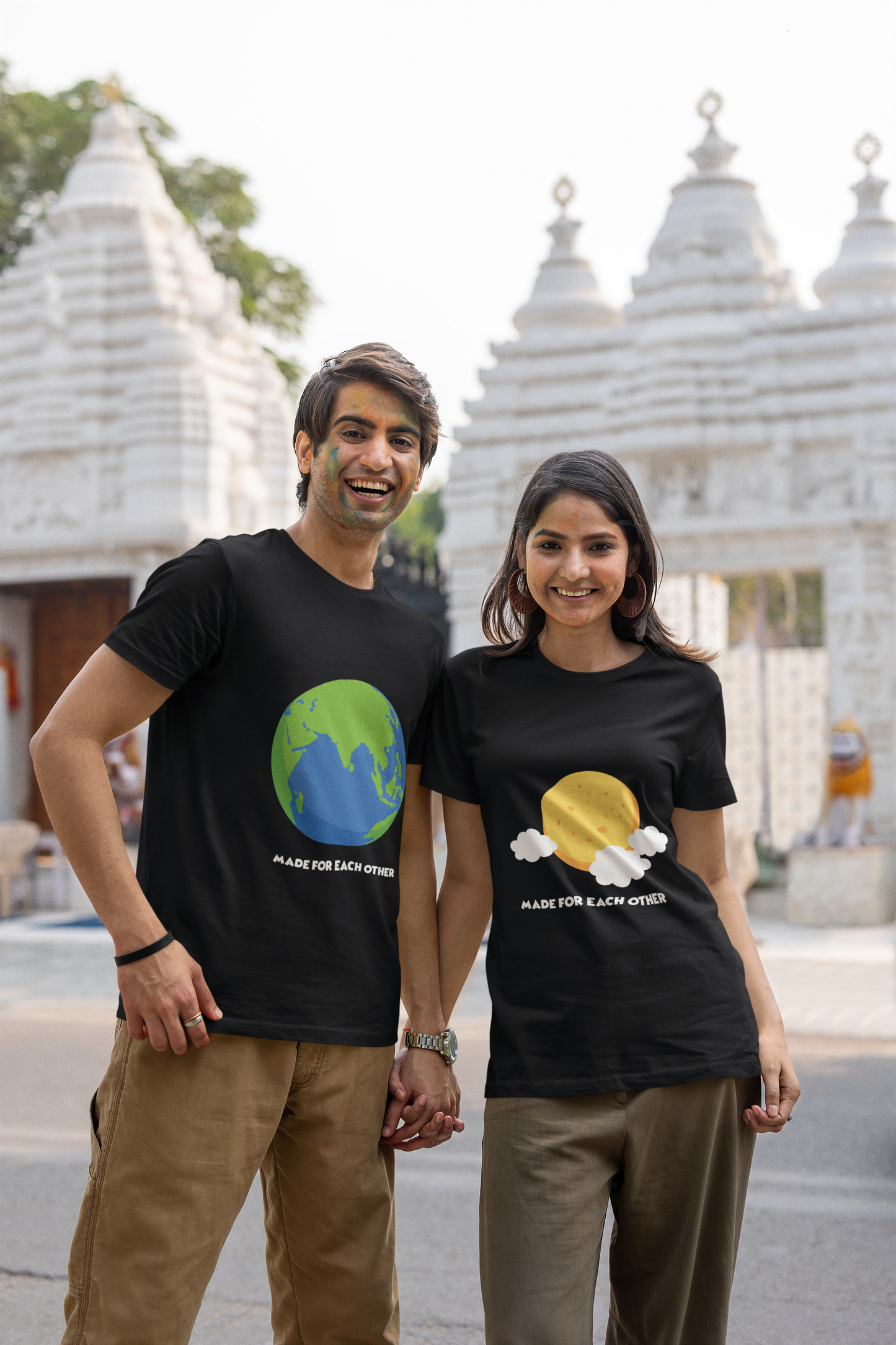 The Earth and the Moon couple T-shirts