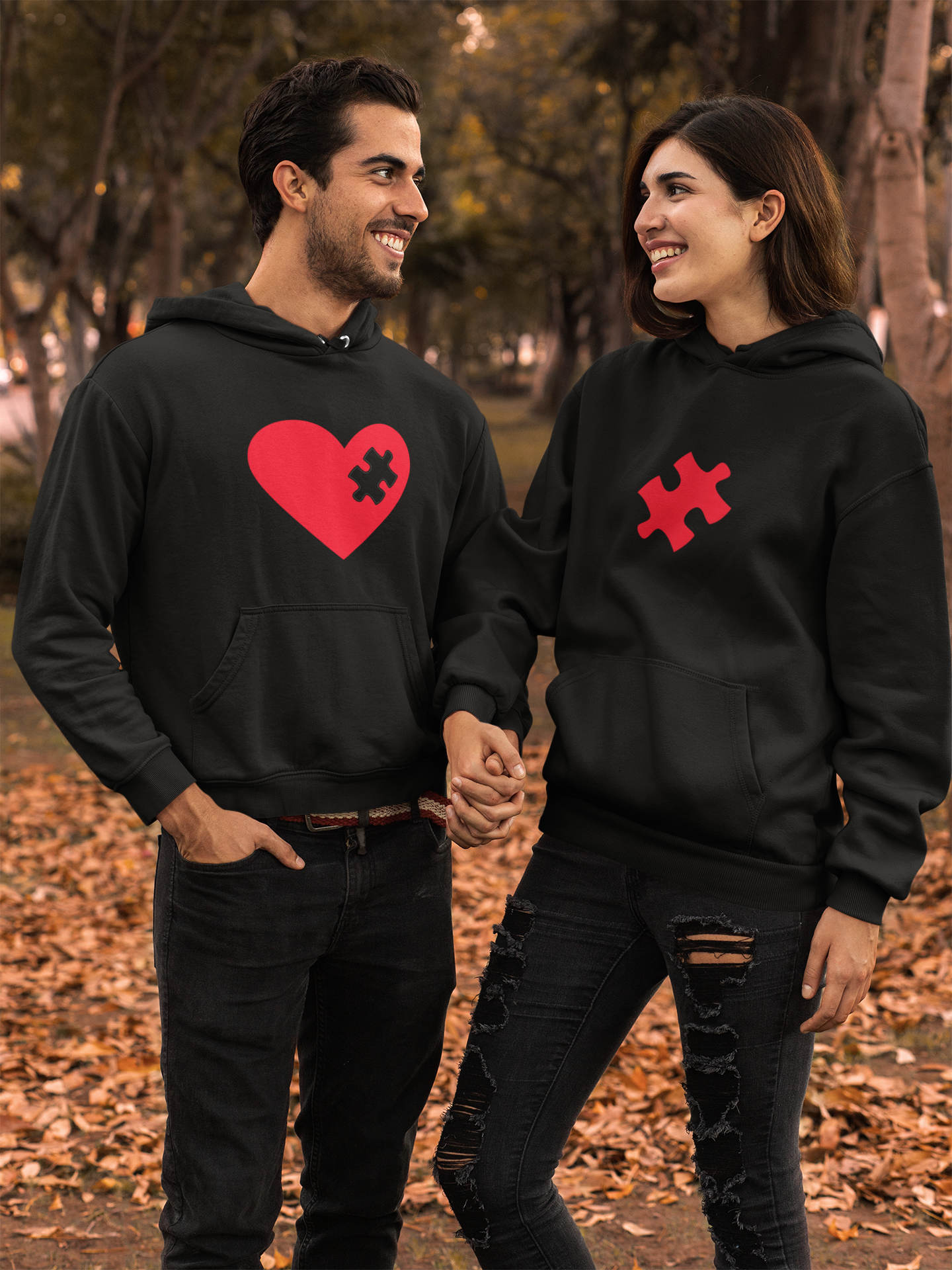 Love Symbol Missing Piece Couple Hoodies