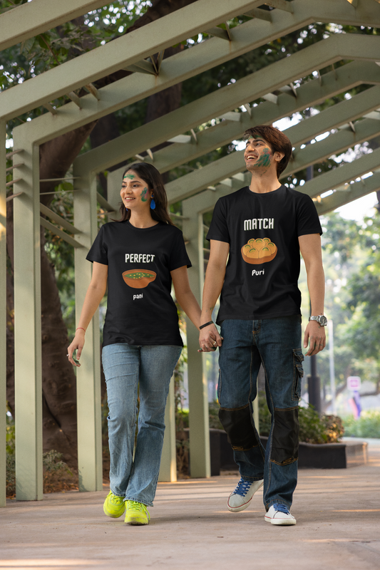 Perfect Match Pani and Puri couple T-shirts